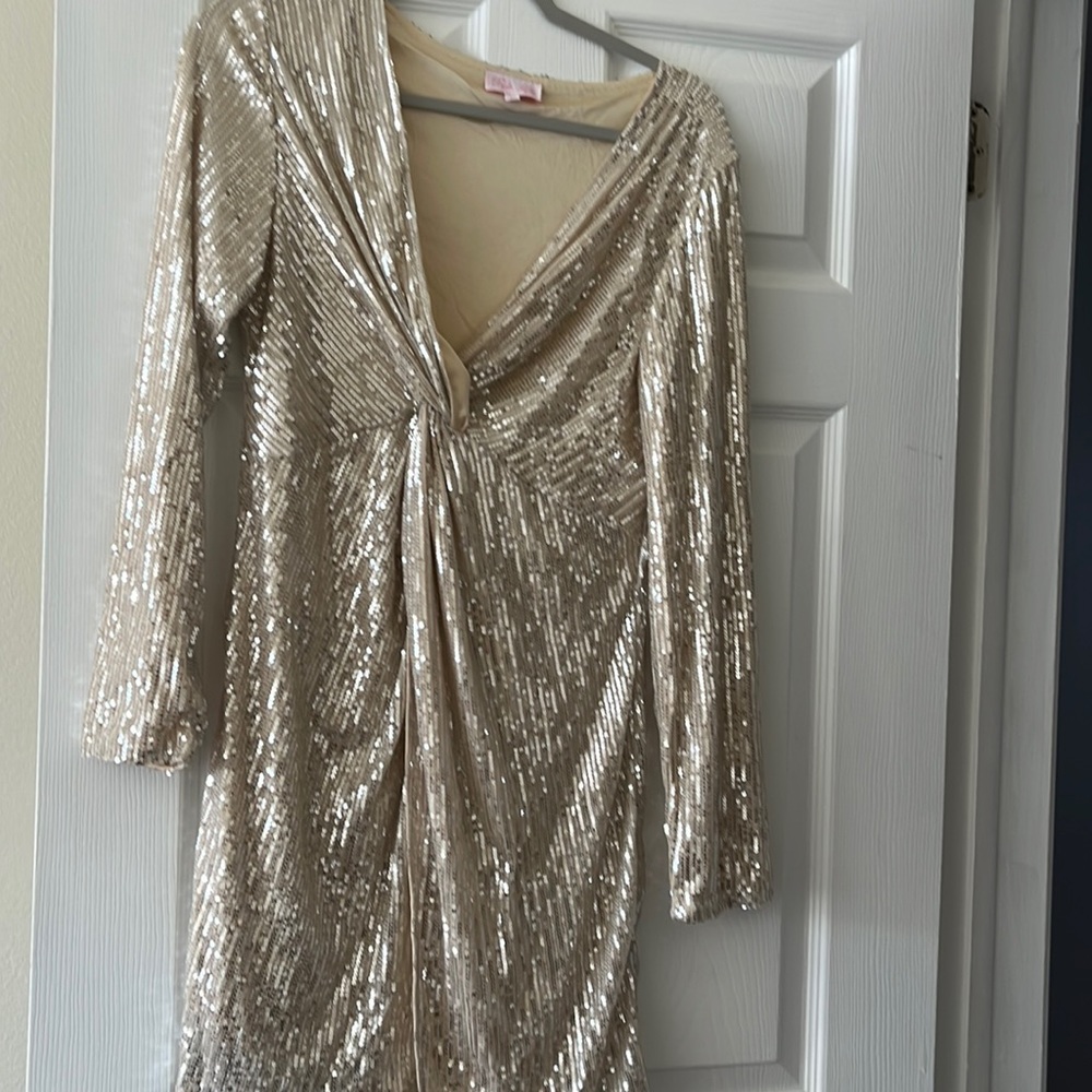 Pink Lilly never worn gold sparkly dress